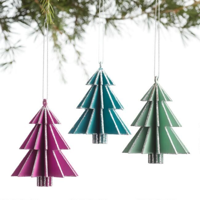 Laser Cut Wood Tree Ornaments 3 Pack | World Market
