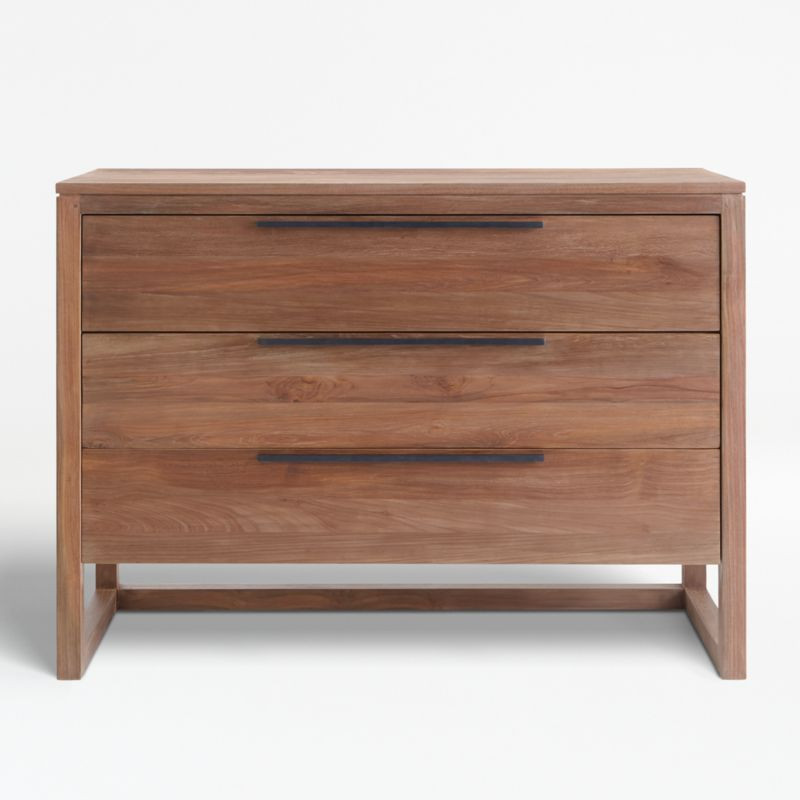 Linea 49" Natural Teak Wood 3-Drawer Dresser + Reviews | Crate & Barrel | Crate & Barrel
