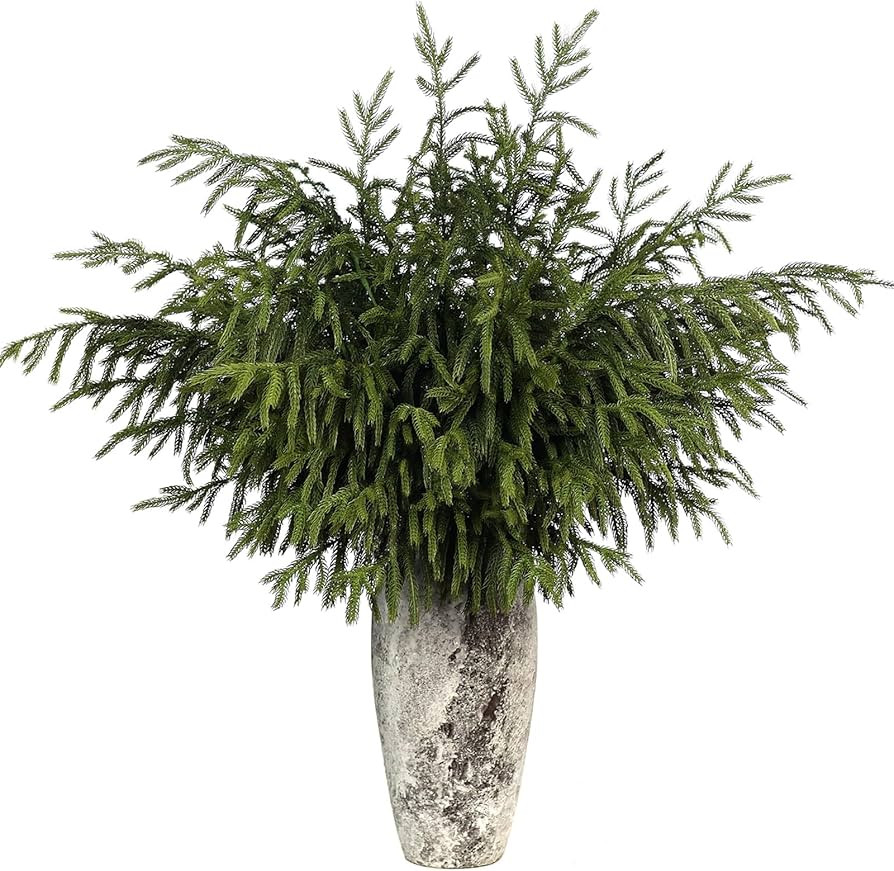 Real Touch Norfolk Pine Branch - 36" Artificial Christmas Green Plants Branches Faux Greenery Ste... | Amazon (US)