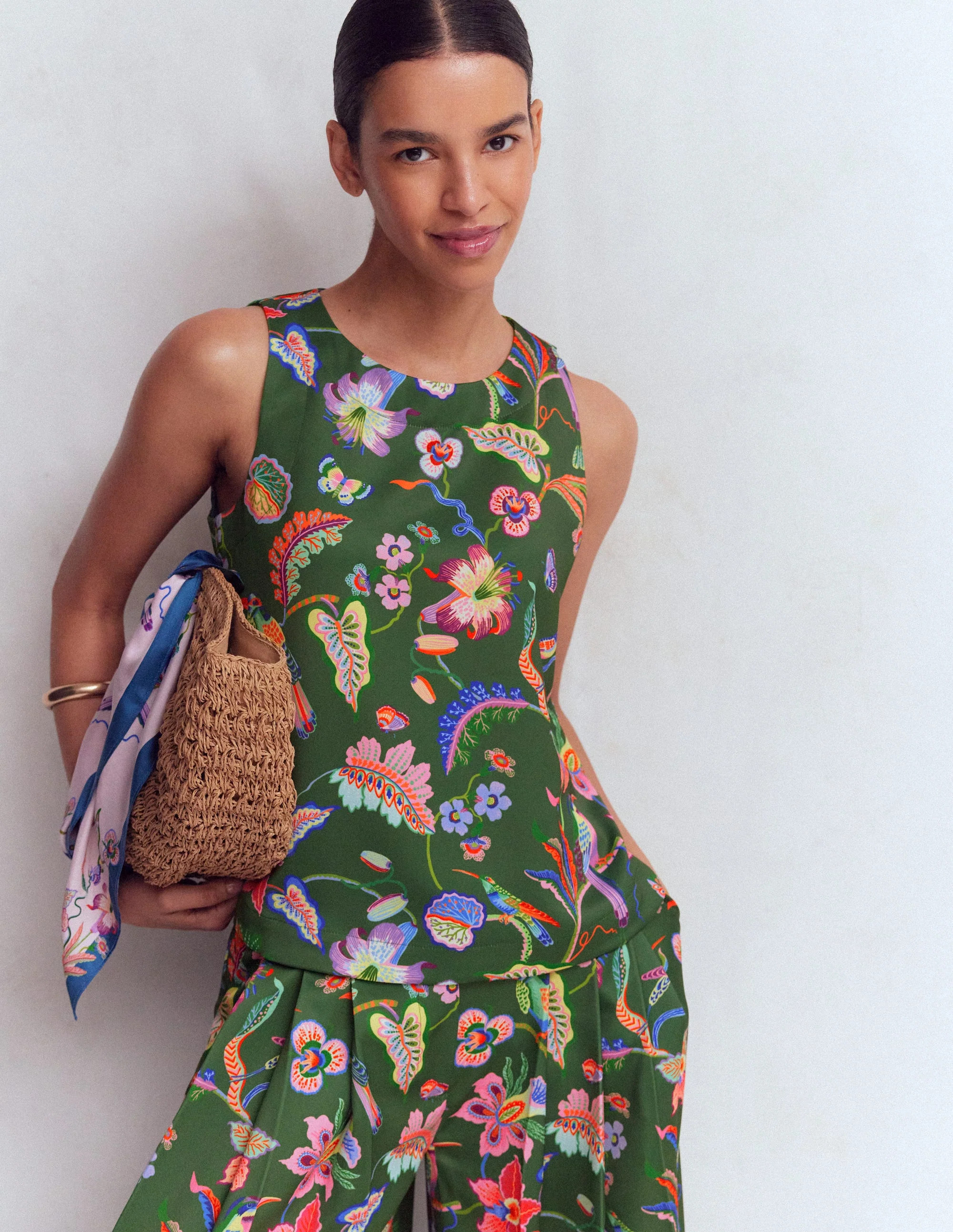 Relaxed Sleeveless Shell Top-Multi, Orchid Canopy | Boden (US)