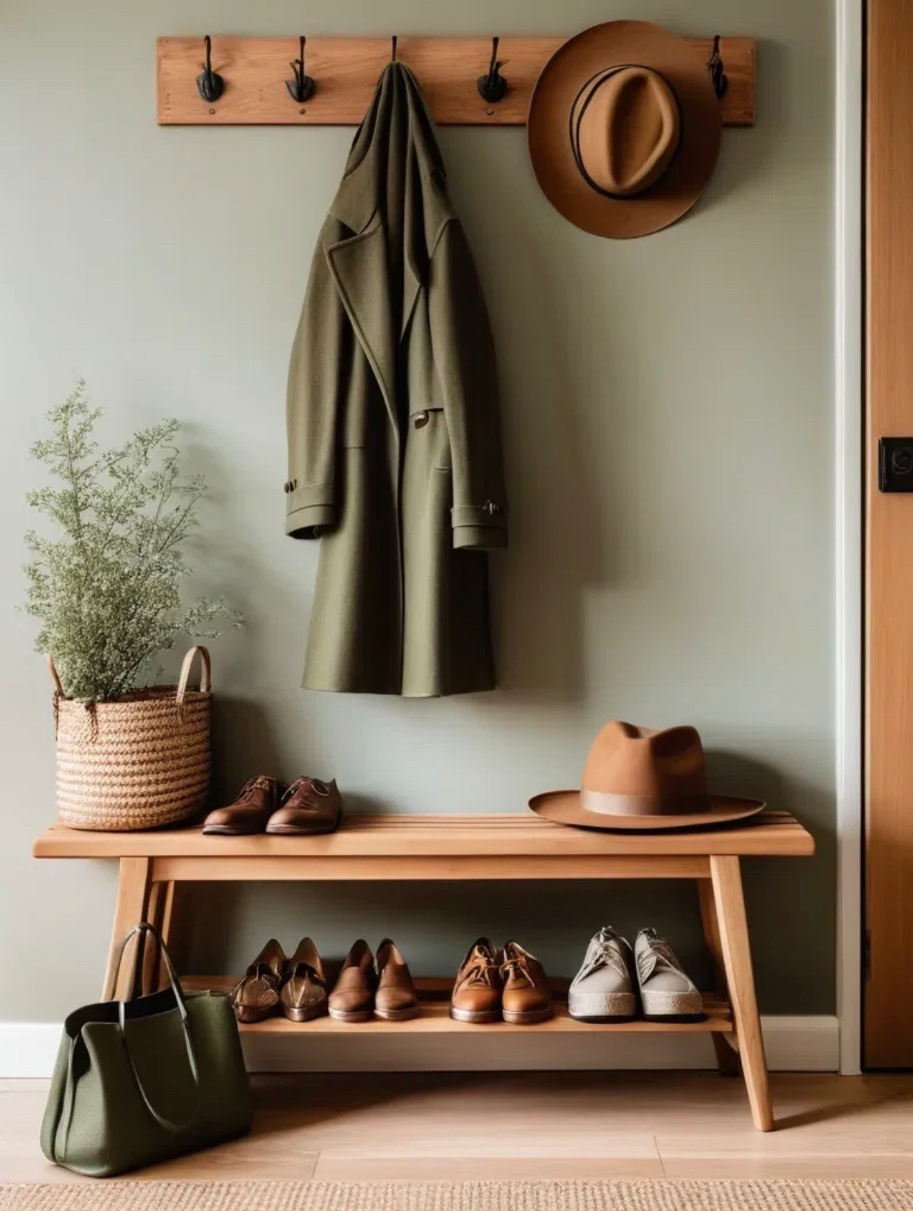 Who doesn’t need a space just makes life easier. A place to drop your coat, kick off your shoes, and not feel rushed the second you walk in. The warm wood, simple hooks, and bench all feel practical but still pulled together.

entryway decor, wood bench, wall hooks, shoe storage, neutral home decor, warm wood tones, organized entryway, modern neutral style, everyday home essentials, LTK home finds

#LTKmomlife #LTKHome #LTKSaleAlert