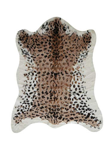 Luxe Faux Cowhide Rug for Rustic and Western Decor | Low Pile Faux Fur Rug with Leopard Print Brown + White | Cruelty-Free Fade Resistant Living Room Rugs | 5-1/4 x 7-1/2 ft | Amazon (US)
