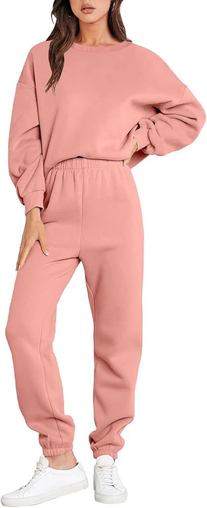 ANRABESS Women's Two Piece Outfits Long Sleeve Crewneck Sweatsuit with Jogger Pants Lounge Sets w... | Amazon (US)