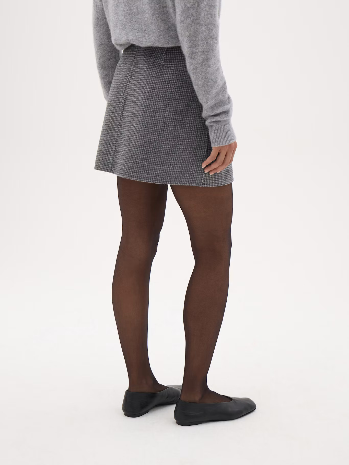 Dia Double Faced Check Mini Skirt | Grey White Check | Hush UK