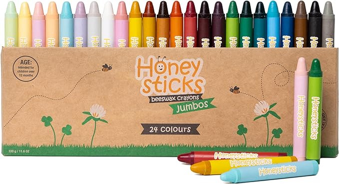 Honeysticks Jumbo Crayons (24 Pack) - 100% Pure Beeswax Crayons - Non Toxic Crayons for Kids - La... | Amazon (US)
