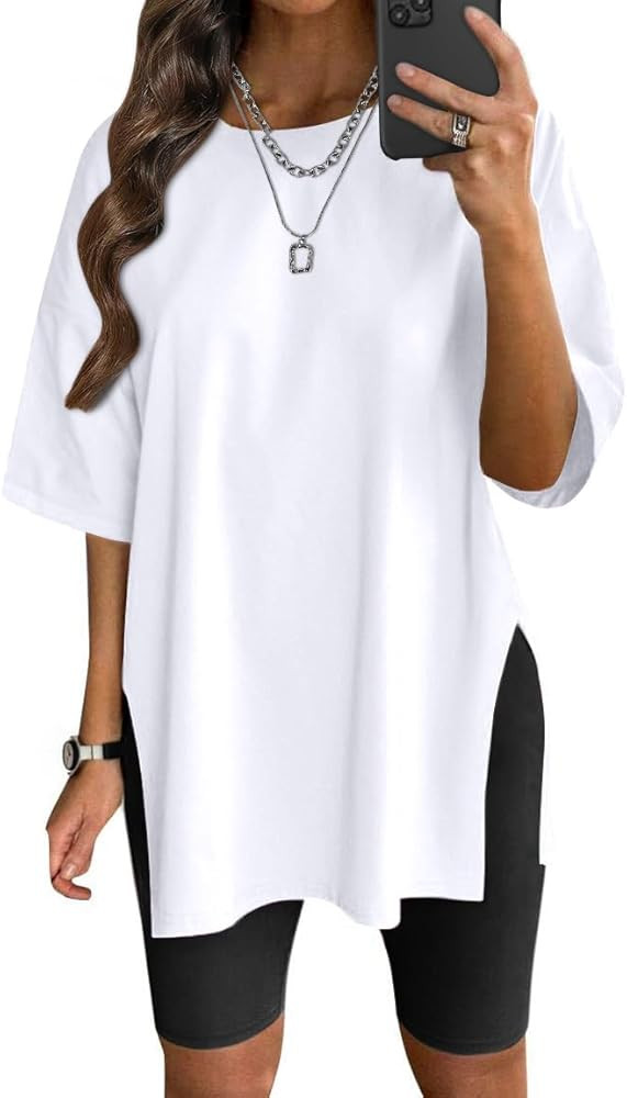 VNIRA Women’s Summer Casual Short Sleeve Oversize Workout T-Shirt Tee Tops | Amazon (US)