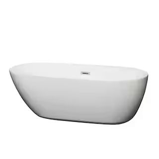 Wyndham Collection Melissa 65 in. Acrylic Flatbottom Center Drain Soaking Tub in White WCOBT10006... | The Home Depot