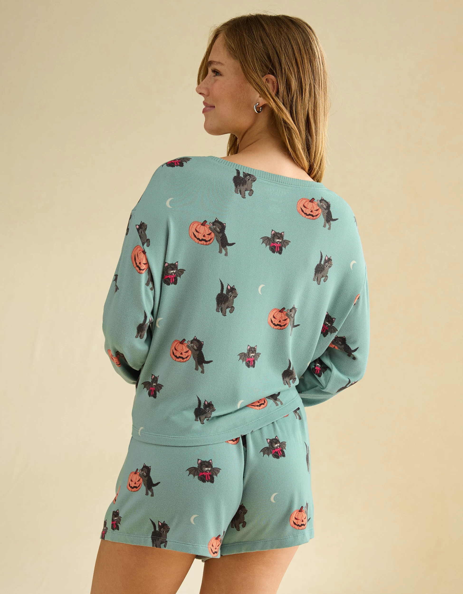 AE Luxe Plush Long Sleeve + Short PJ Set | American Eagle Outfitters (US & CA)
