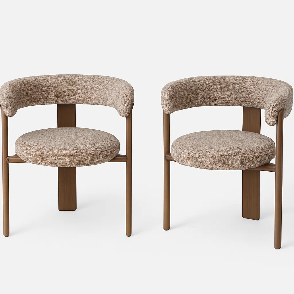 Upholstered 3-leg Wood-look Metal Frame 2pc Dining Chairs | Wayfair North America