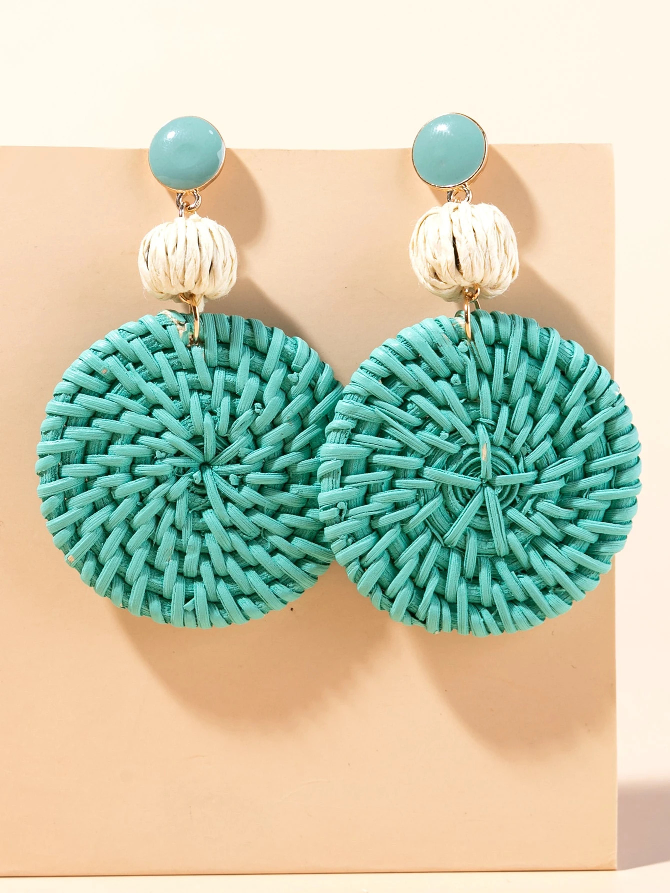Rattan Round Drop Earrings | SHEIN