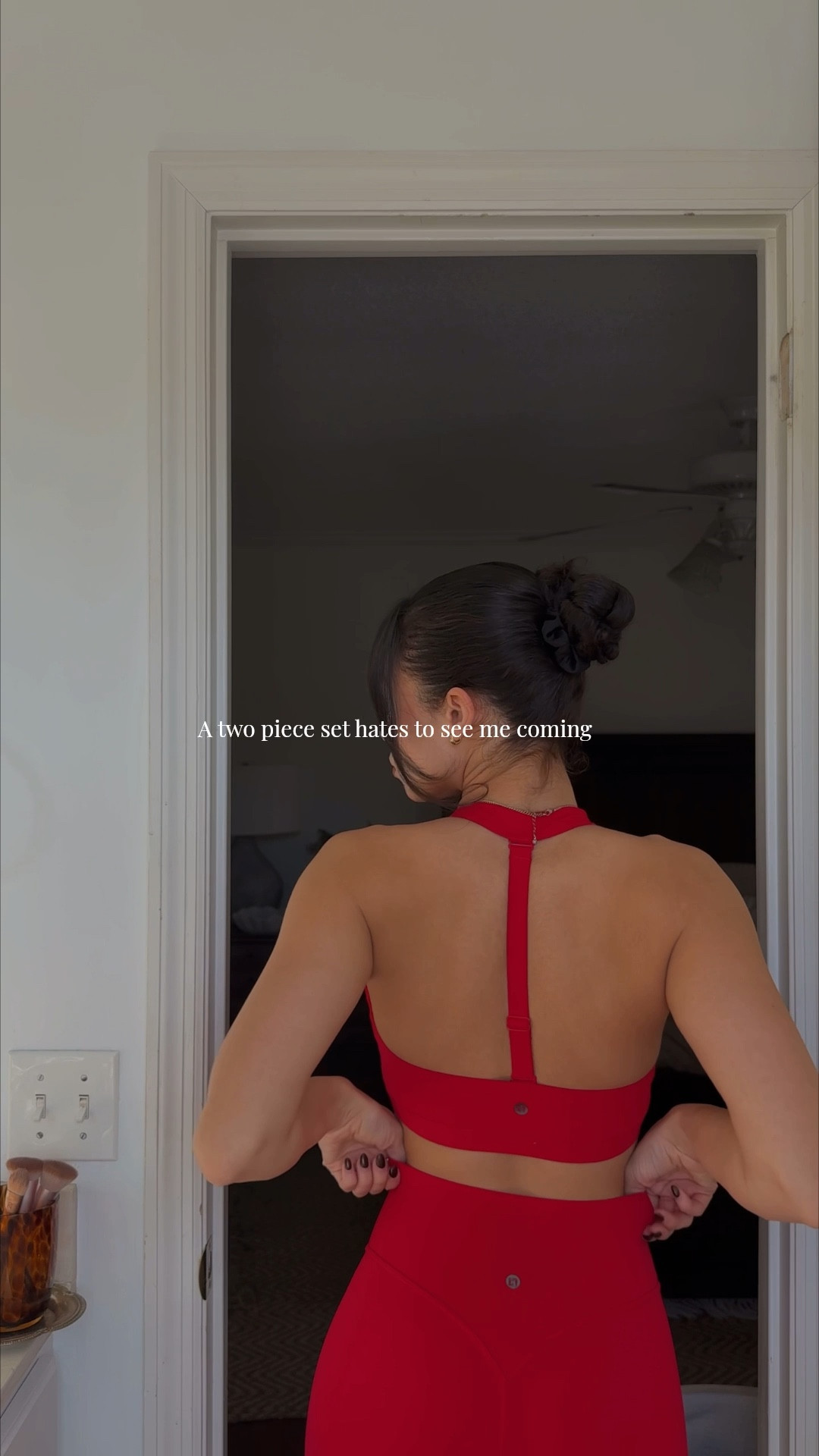 Red is definitely my color ❤️ 

This set is just 😮‍💨😮‍💨 too good. 

Wearing size XS in the top and bottom in the color Aurora. The halter top strap is removable AND adjustable! ❤️👏✨

#LTKgrwm #LTKfitnessgoals #LTKootd