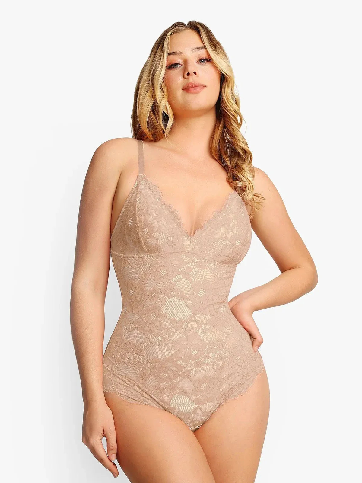 Sexy Lace Bodysuit Shapewear - Skin / S | Popilush