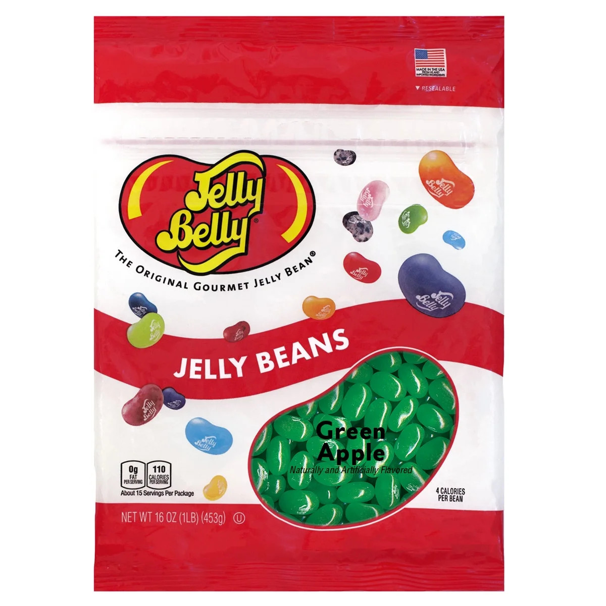 Jelly Belly Green Apple Jelly Beans - 1 Pound (16 Ounces), Green Apple Flavor Candy, Resealable B... | Walmart (US)