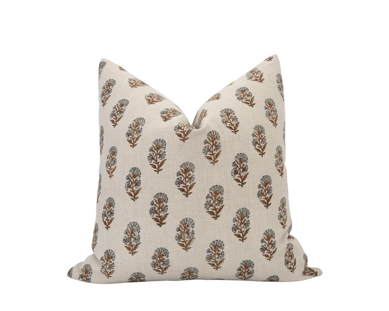 FREDA Grey and Brown Floral Linen Pillow Cover Gray Floral - Etsy Canada | Etsy (CAD)