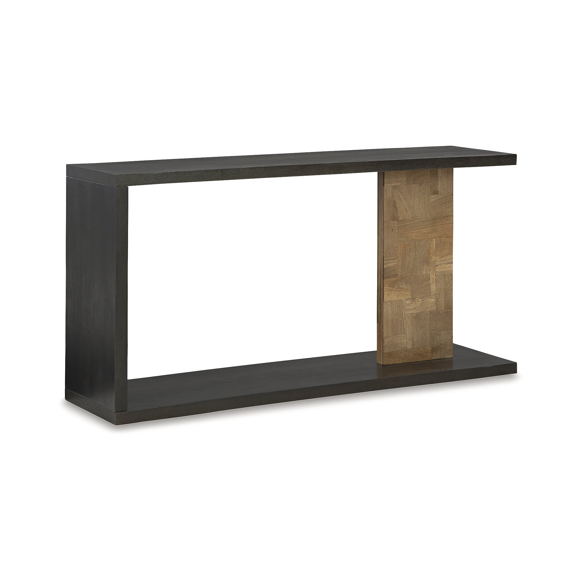 Signature Design by Ashley Camlett Dark Brown Wood Console Sofa Table with Patchwork Posts and Lower Shelf | A4000594 | Lowe's