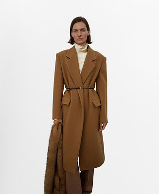 Mango Women's Lapels Wool Coat - Macy's | Macy's