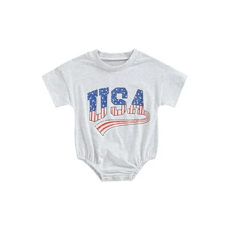 Newborn Baby 4th of July Outfits Boy Girl Romper USA Print Bodysuit Onesie American Independence Day | Walmart (US)