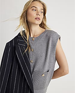 Grey Clean Knitted Waistcoat | River Island UK & IE
