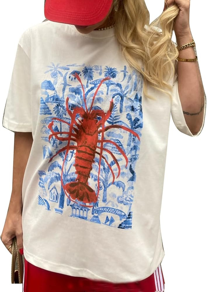 Womens Y2k Fruit Graphic Print Oversized T Shirts Summer Vintage Aesthetic Baggy Tees Tops Teen G... | Amazon (US)