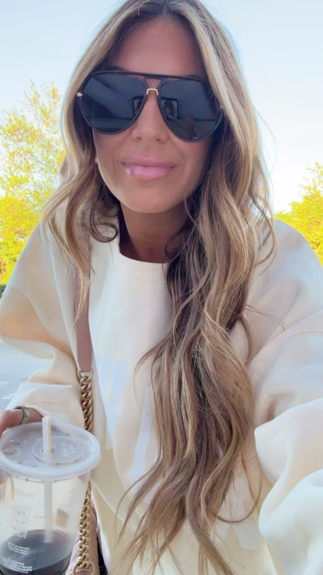 Wearing size small sweatshirt and leggings 