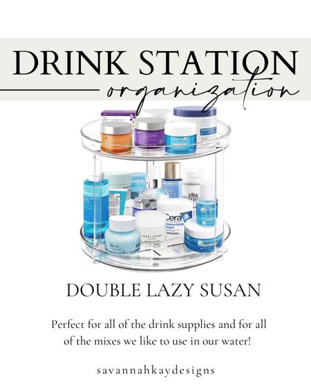 I needed additional space and this double lazy Susan makes it so easy to store all the drink mixes for our beverage station #beverage #home #kitchen #organization #homefind #

#LTKhome #LTKunder50 #LTKfamily