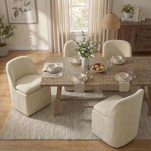 KISLOT Upholstered Dining Chairs with Casters, Washable Cover Modern Dining Room Chairs with Thic... | Amazon (US)