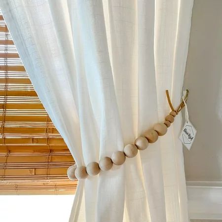 Deco Azul Set of 2 Curtain Tie Backs Wood Bead Tiebacks Boho Curtain Tiebacks Farmhouse Curtain Ties | Walmart (US)
