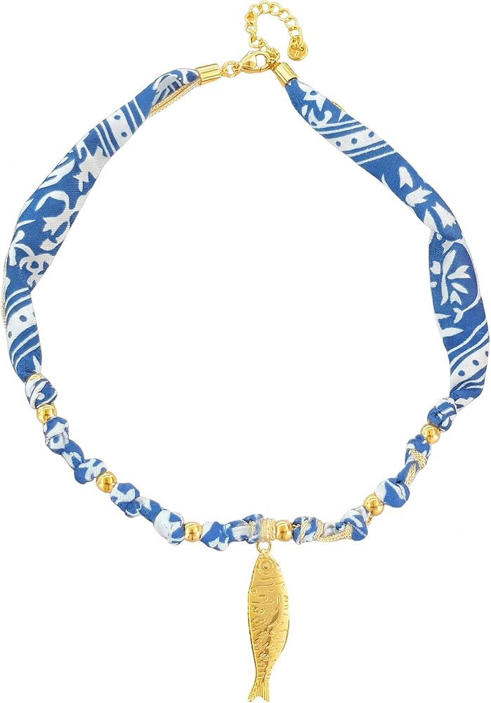 Amazon.com: Wailike Scarf Necklace Choker Necklaces Silk Tie Bandana Necklace Colorful Scarfs for Women Choker Jewelry (Multicolor Fish) : Clothing, Shoes & Jewelry | Amazon (US)