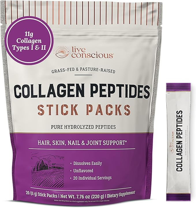 Live Conscious Collagen Peptides Powder Unflavored Packets - Hydrolyzed Collagen Powder - Hair, S... | Amazon (US)