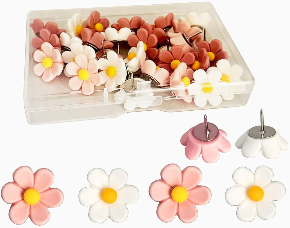 Flower Cute Push Pins for Bulletin Board, Office Decor for Women Cute Thumb Tacks for Cork Board ... | Amazon (US)