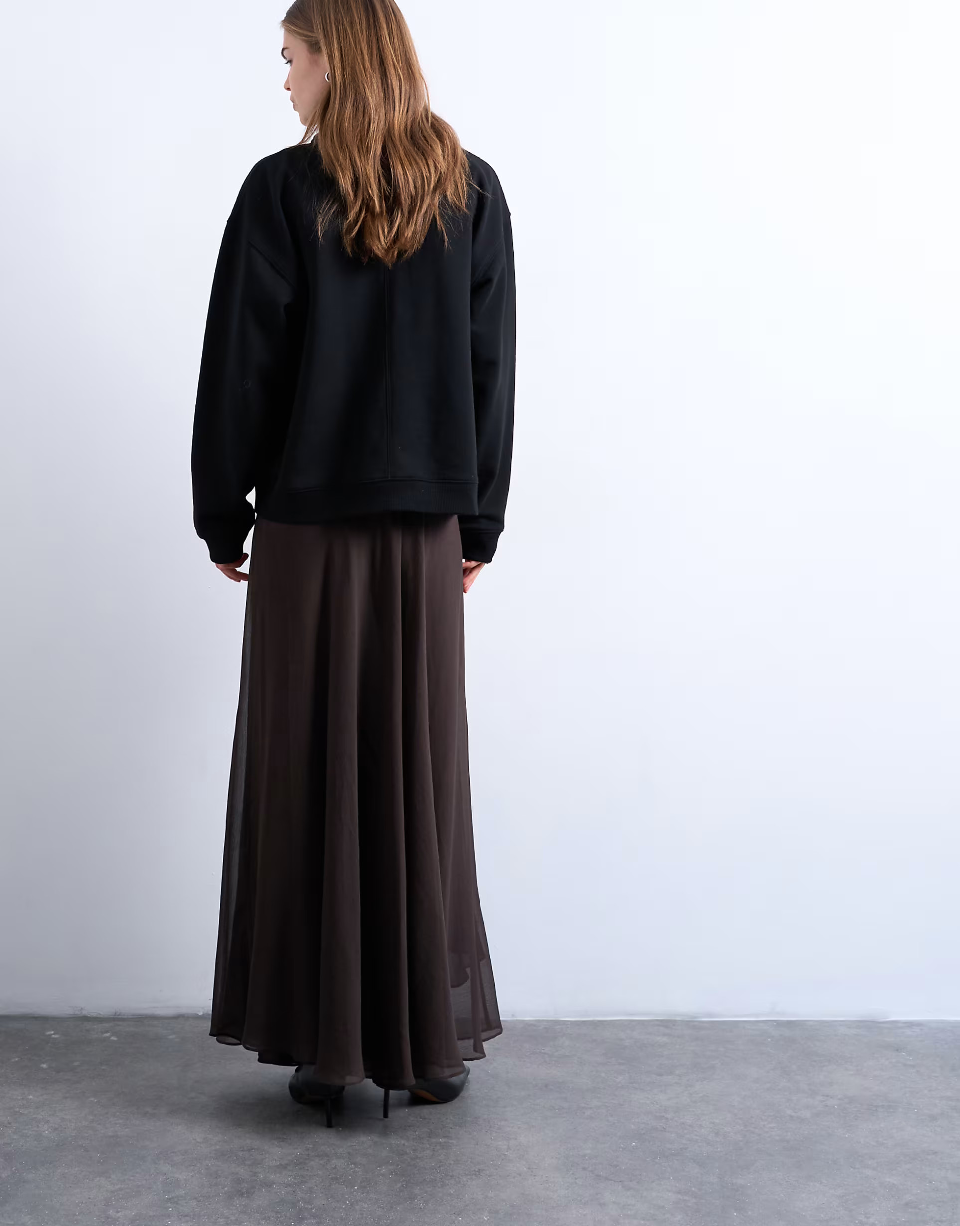 Topshop sheer full circle maxi skirt in chocolate | ASOS | ASOS (Global)