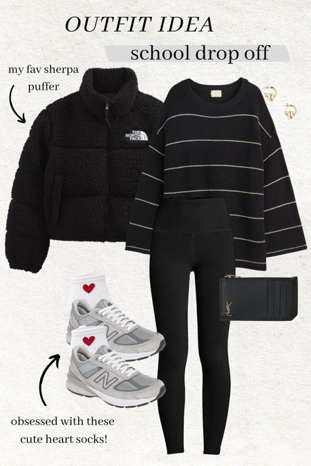 Outfit idea for school drop off 🖤

Casual style; black leggings; beyond yoga; school drop of outfit; mom style; black and white outfit; heart socks; sherpa puffer; north face; H&M

#LTKSeasonal #LTKunder100 #LTKstyletip