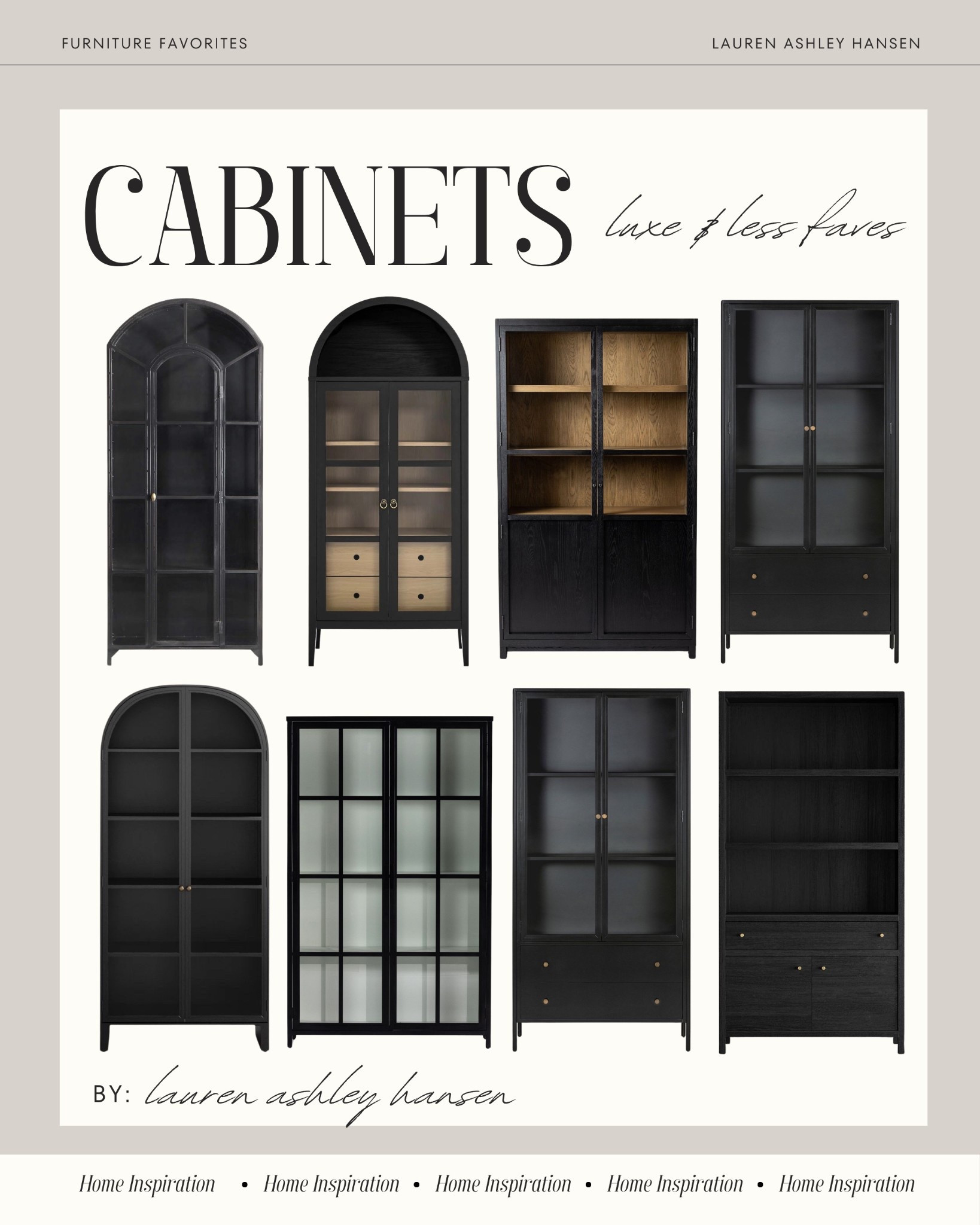 Black cabinets I am loving—both luxe and less styles! Adding a black cabinets to your space provides warmth, contrast, dimension, and height. I love that these are functional for decor, dishes, glassware, etc! Ranging in size and price! 

#LTKHome