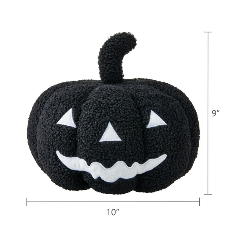 Plush Jack-o'-Lantern Decorative Pillow, Black & White, 9", Harvest by Way To Celebrate | Walmart (US)