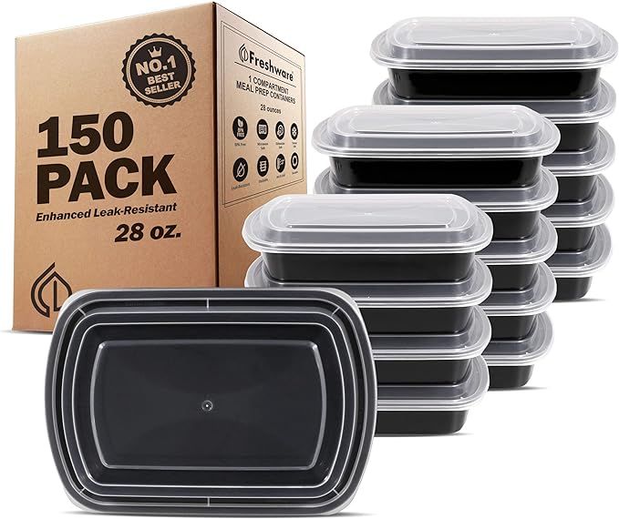 Freshware Meal Prep Containers [150 Pack] 1 Compartment Food Storage Containers with Lids, Bento ... | Amazon (US)