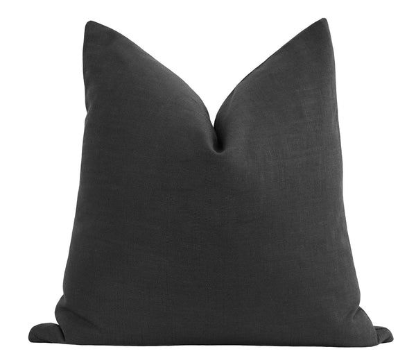 Charcoal Grey Solid Linen Pillow | Land of Pillows
