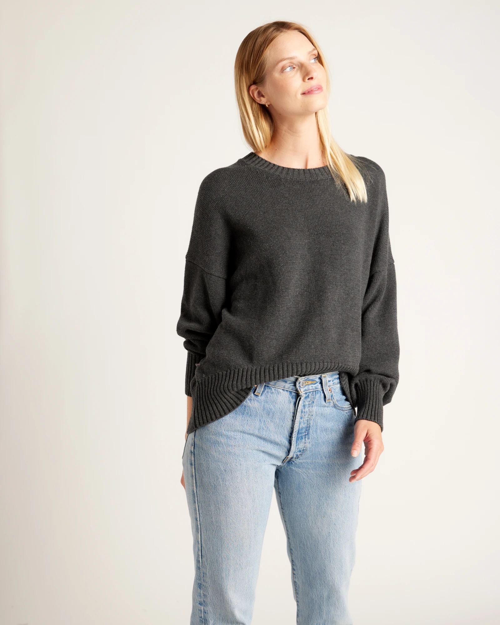 100% Organic Cotton Boyfriend Crew Sweater | Quince