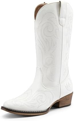 DREAM PAIRS Women's Cowboy Cowgirl Mid Calf Boots | Amazon (US)