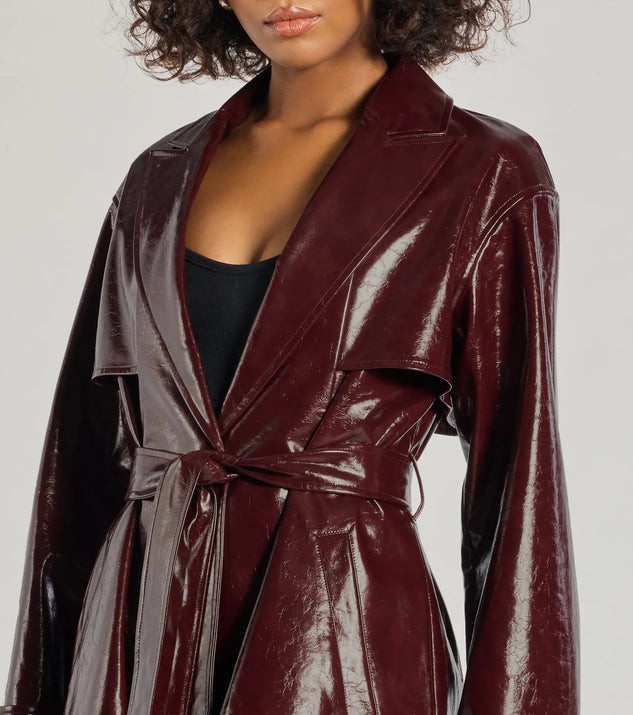 Chic Authority Faux Leather Trench Coat | Windsor Stores