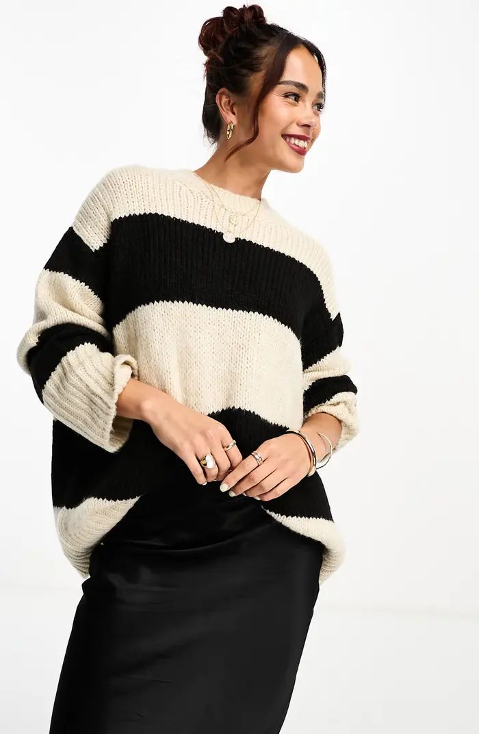 Oversize Stripe Crewneck Sweater | Nordstrom