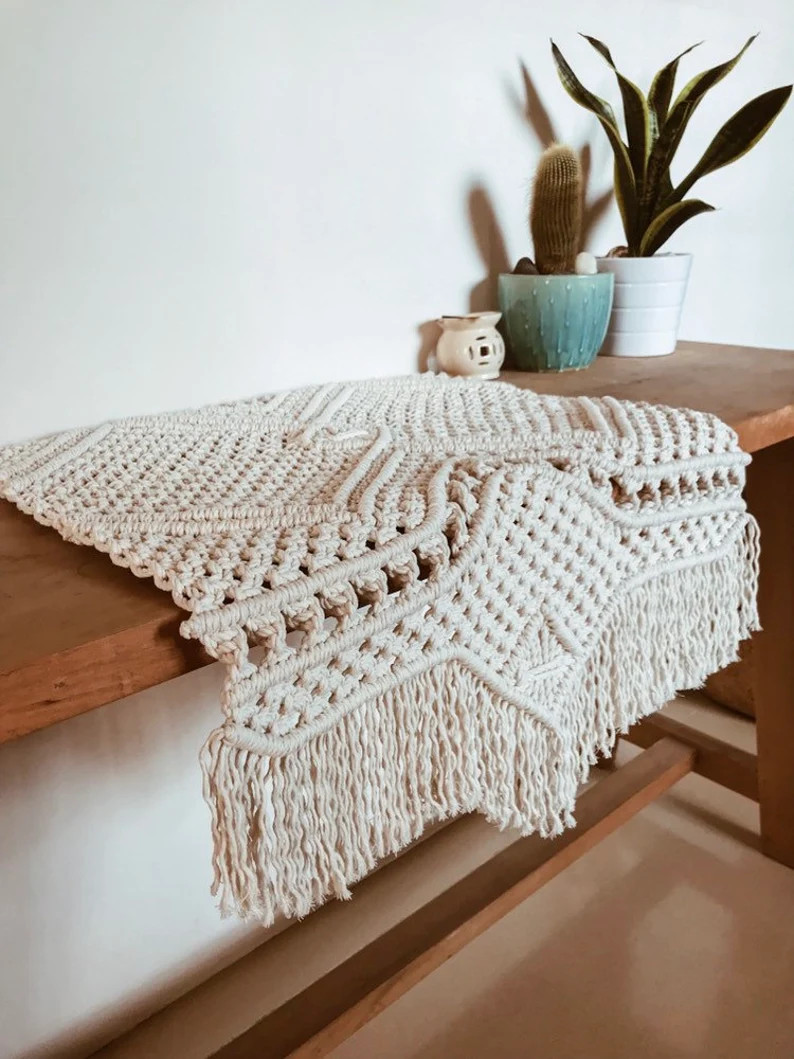 Macrame rug runner - macrame table runner - handwoven macrame wedding runner - custom table place... | Etsy (AU)