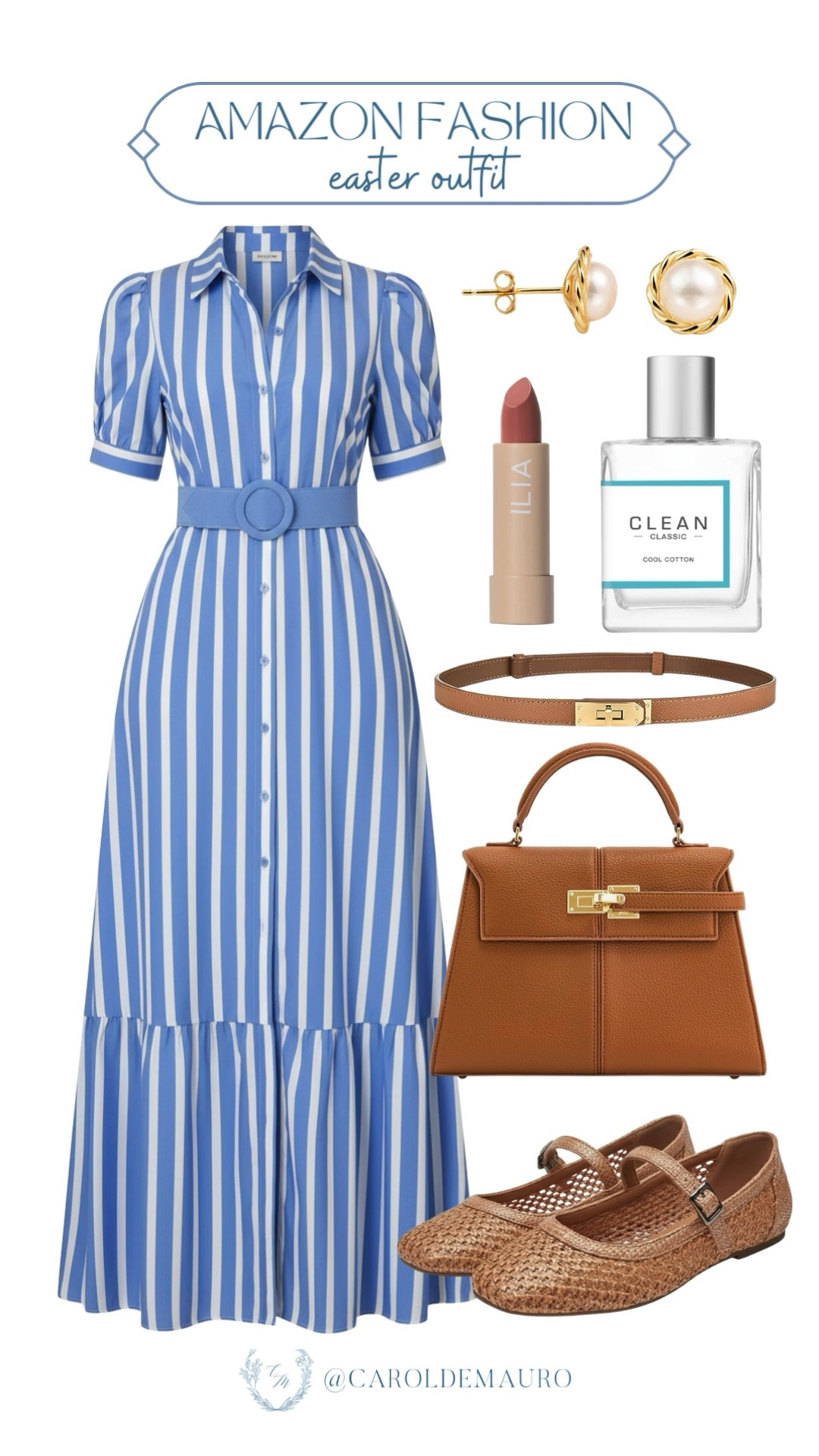 Celebrate in style with this timeless blue and white striped maxi dress that’s perfect for Easter brunch or a garden party! Pair it with woven Mary Jane flats and a structured caramel handbag for a sophisticated, polished look that feels effortlessly put together.

amazon fashion, affordable look, spring look, outfit idea, timeless style, modest dress, formal wear, fashion accessories

#LTKSeasonal #LTKootd #LTKU