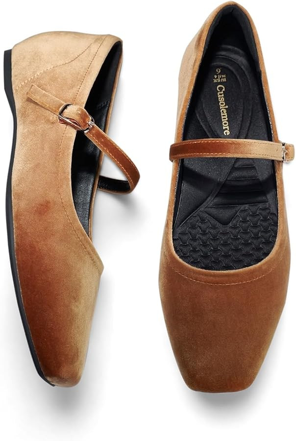Mary Jane Flat Shoes with Arch Support and Hidden Wedge Heel, Women Ballet Flats, Mary Jane Flats... | Amazon (US)