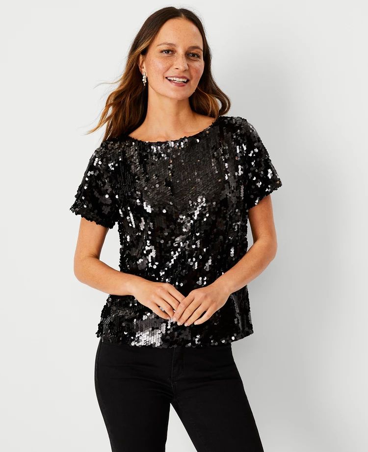 Sequin Boatneck Tee | Ann Taylor (US)
