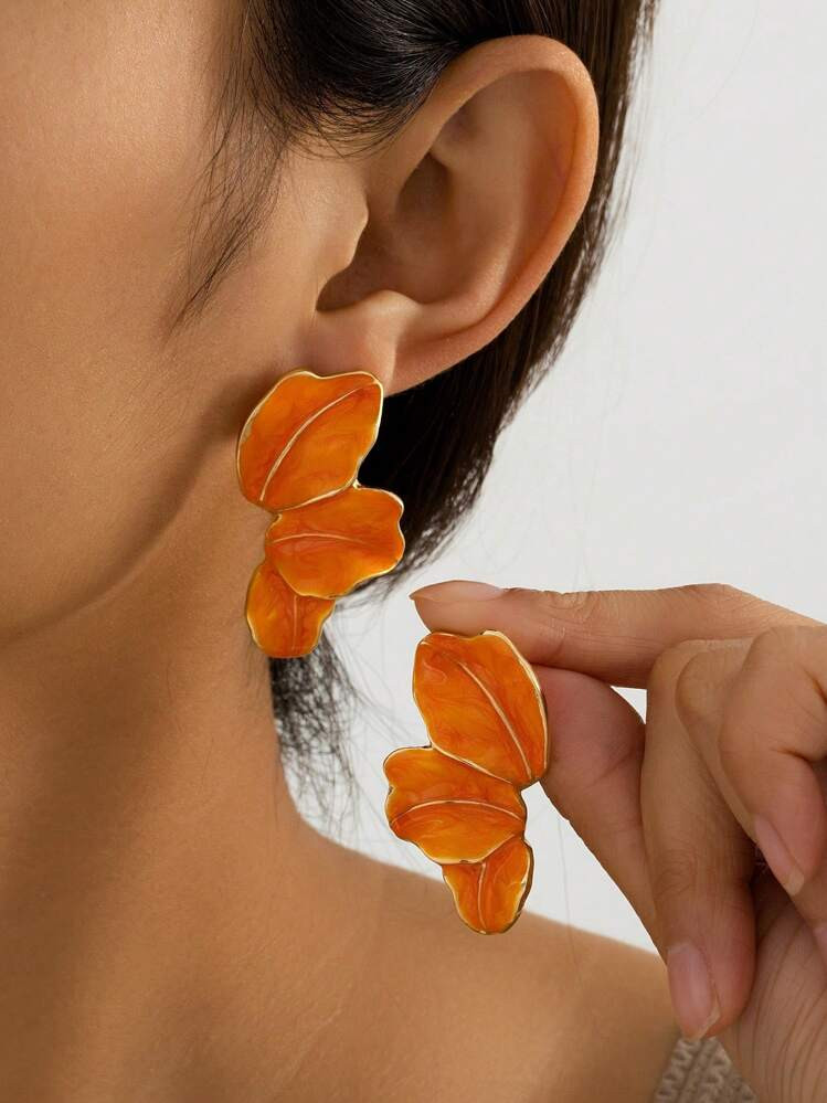 1 Pair Vibrant Summer Dopamine Inspired Colorful Oil Drop Flower Shape Women's Earrings | SHEIN