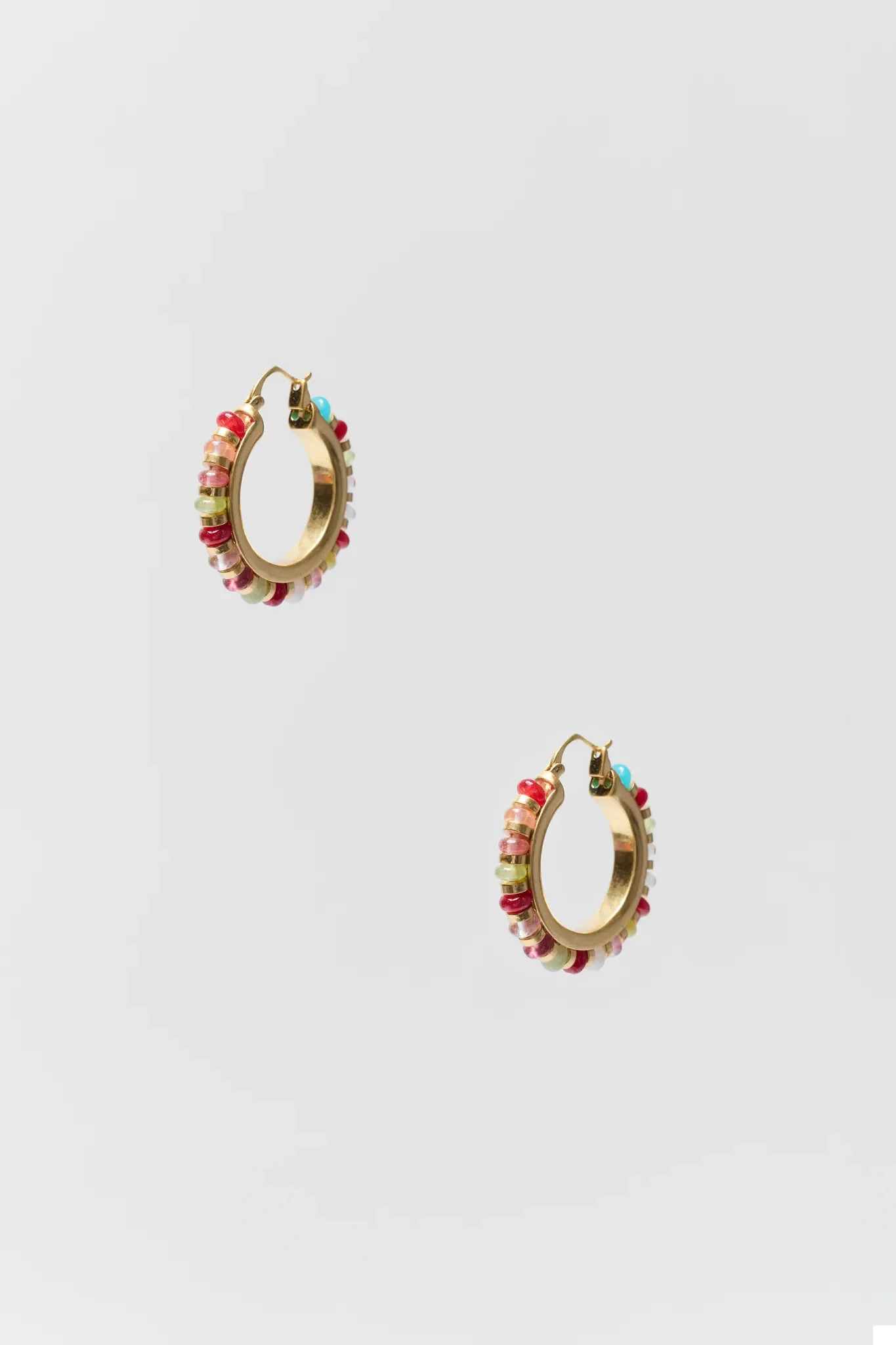 Capri Gold Plated Beaded Hoop Earrings | Avara