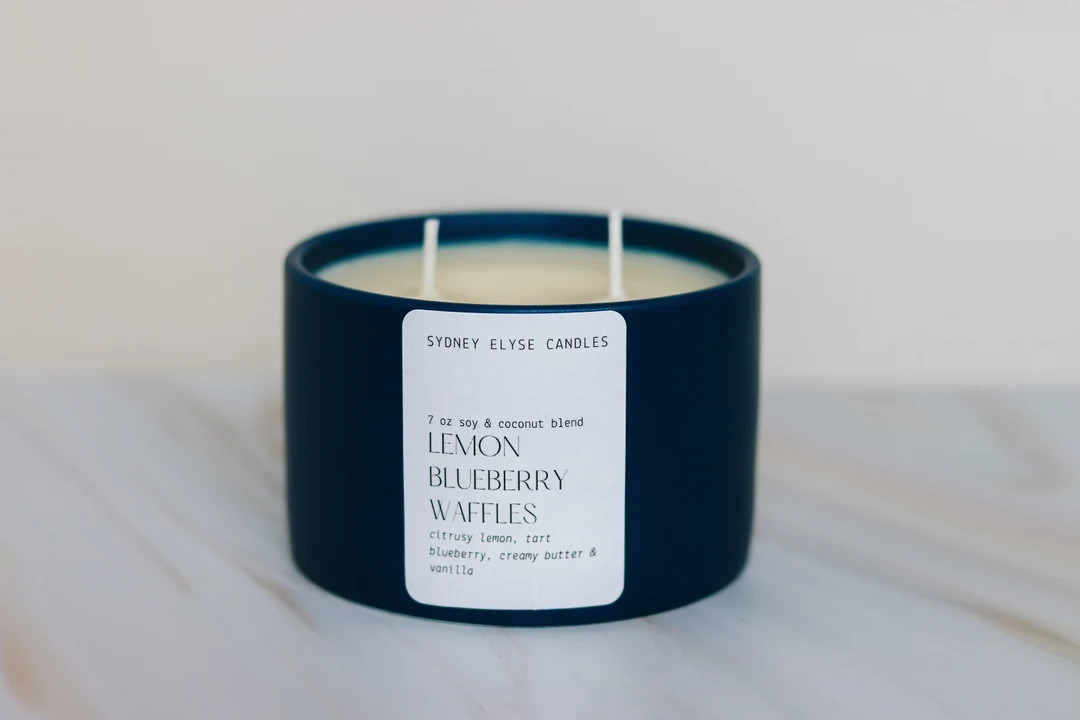 Blueberry Lemon Waffles Soy & Coconut Blend Candle Breakfast Lover's Candle, Gift for Foodies, Gi... | Etsy (US)