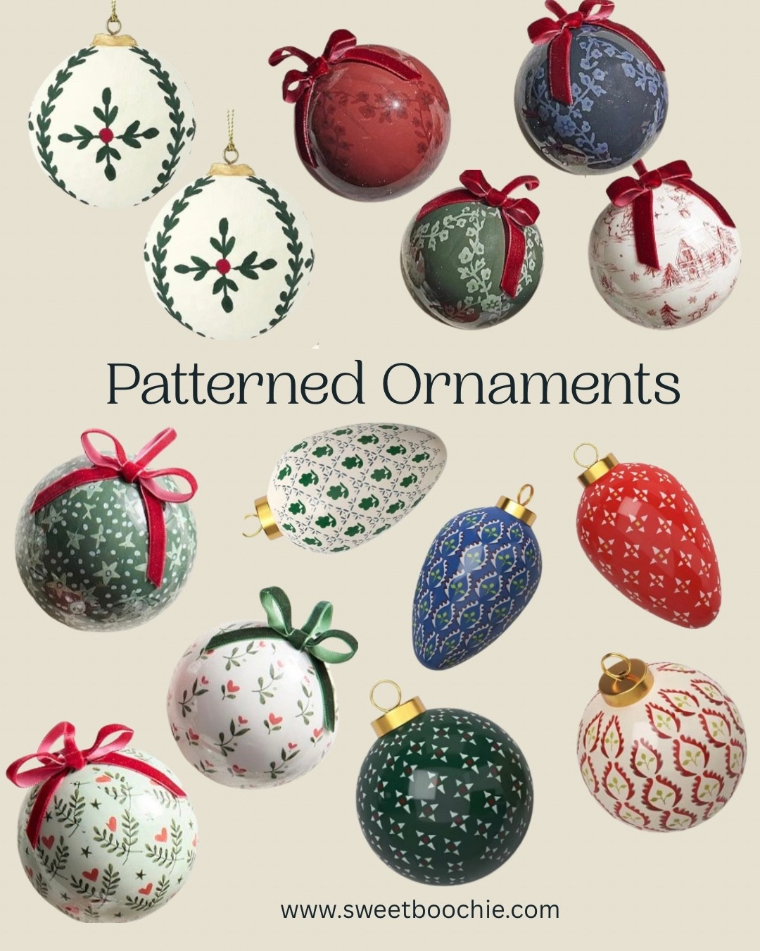 I’ve been painting patterned ornaments for the last two Christmases because I could never find what I was looking for. But this year I’ve found a ton of beautiful patterned holiday ornaments!

Christmas tree ornaments, Christmas decor, cottage Christmas

#LTKHoliday #LTKHome #LTKSeasonal
