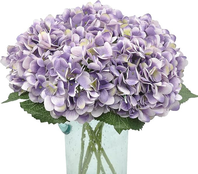 5PCS Artificial Fake Flowers Plants Silk Hydrangea 1 Flower Head Arrangements Wedding Bouquets De... | Amazon (US)