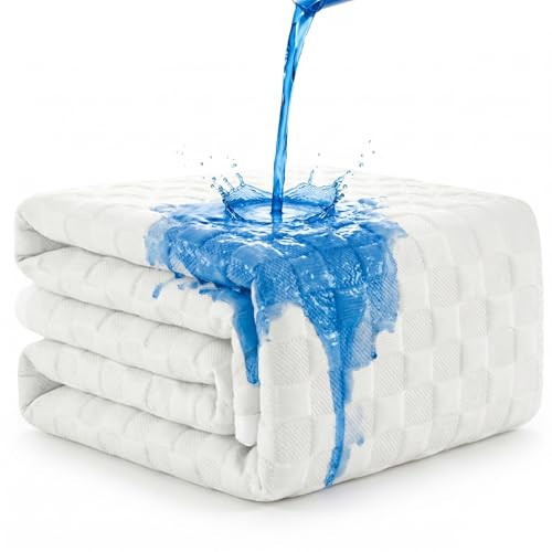 RestTwill Waterproof Mattress Protector with Deep Pocket, 3D Waffle Bed Cover, Soft Organic Cotton Blend & Bamboo Viscose, Moisture-Wicking, Noiseless (White, Full) | Amazon (US)